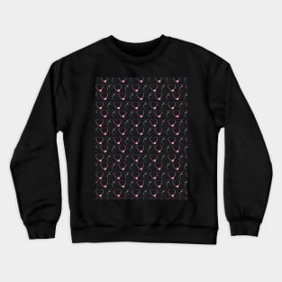 Love pattern pink and white with black background, isolate Crewneck Sweatshirt